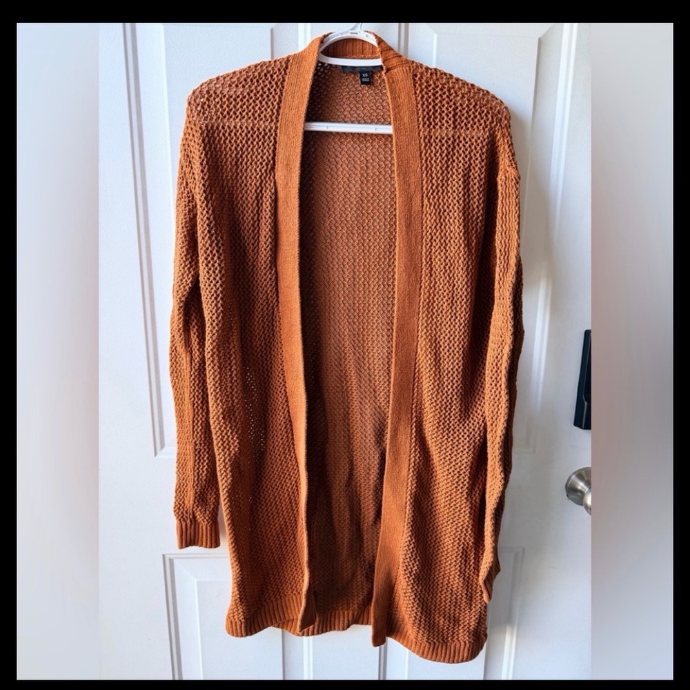 Banana Republic Rust Waffle Knit Open Cardigan Sweater XS